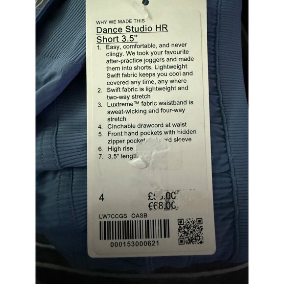 Lululemon Dance Studio High-Rise Short Size 4 3.5" W7CCGS in OASB Oasis Blue NWT - Picture 7 of 15